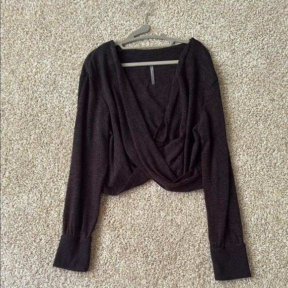 Grey Long Sleeve Wrap Top - Picture 1 of 3